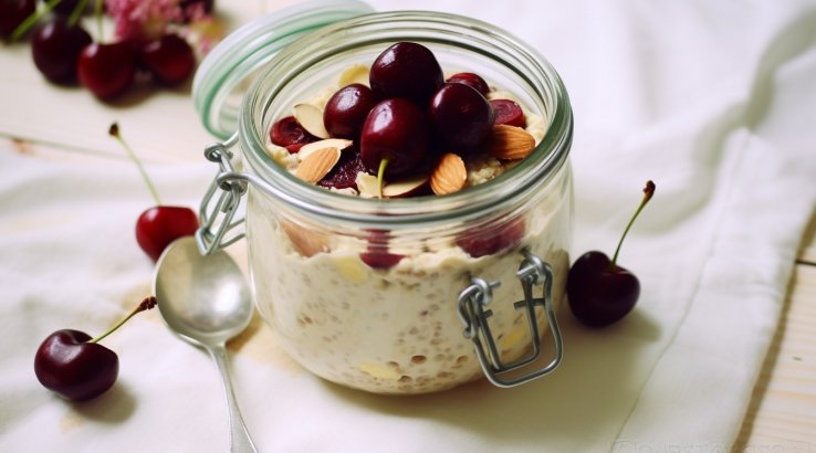 «Нічна» вівсянка з вишнями і медом