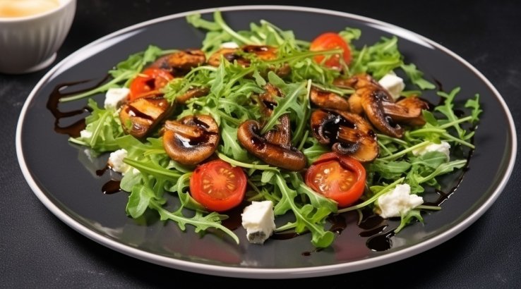 Вітамінний салат з руколою, чері та фетою