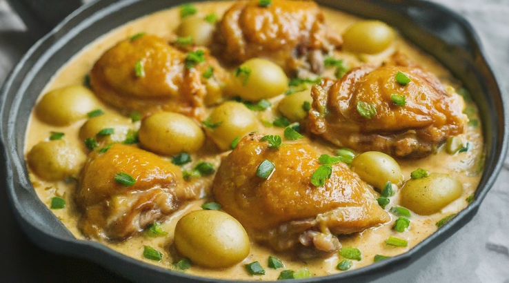 Курячі стегенця з молодою картоплею