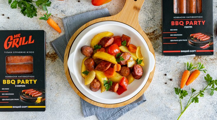 Картопля запечена з ковбасками