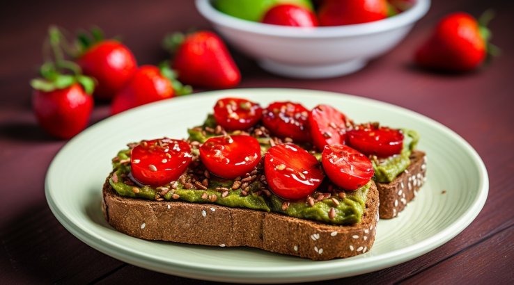 канапки з полуницею, помідорами та авокадо