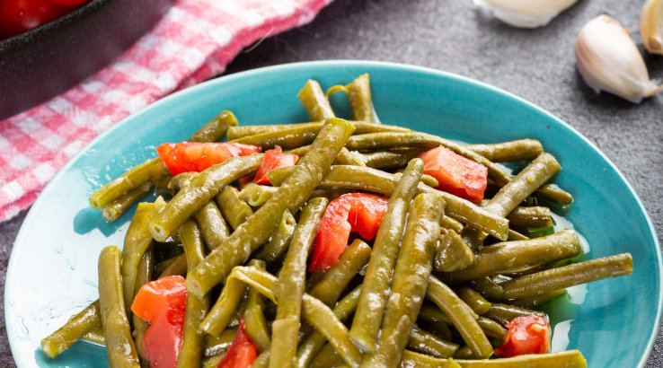 Стручкова квасоля з помідорами