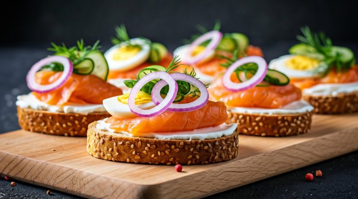 Тост з фореллю і маринованою цибулею