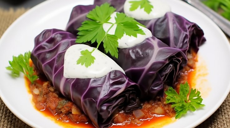 Голубці з фіолетової капусти з пшоном