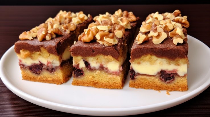 пляцок з вишнями та горіхами