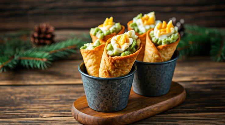 Ріжки з лаваша з яєчною начинкою