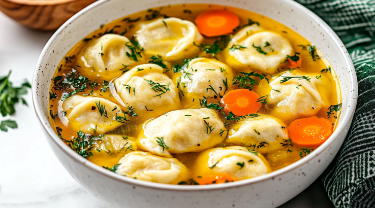 Суп з пельменями та яйцями