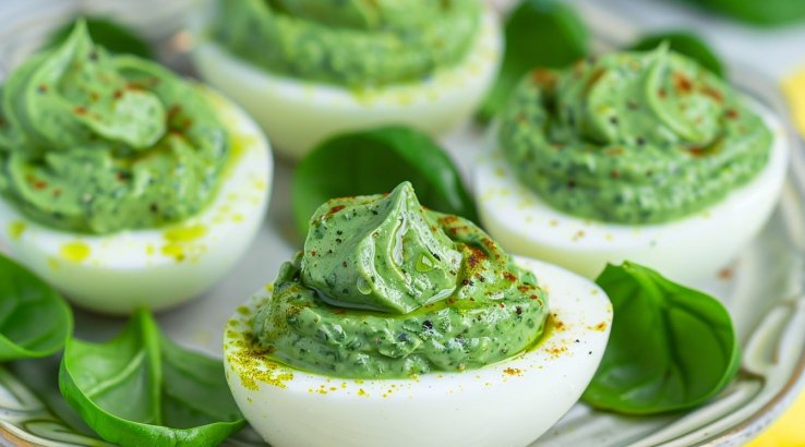 Яйця фаршировані шпинатом