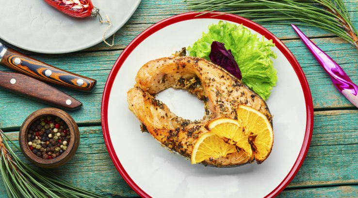 стейк горбуші з апельсинами