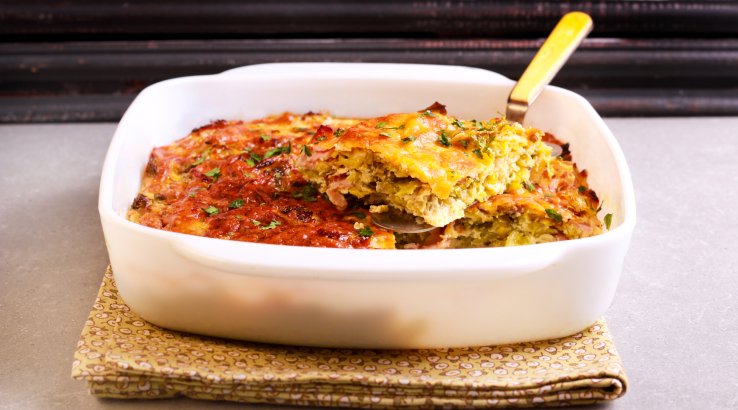 Запіканка з капустою, рисом і фаршем