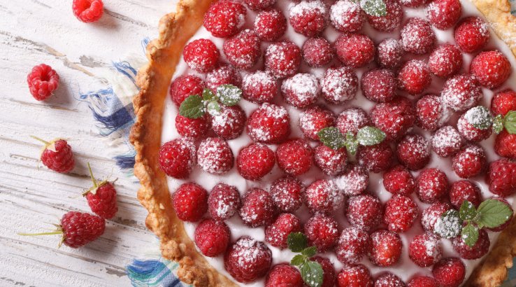 Сирний пиріг з малиною