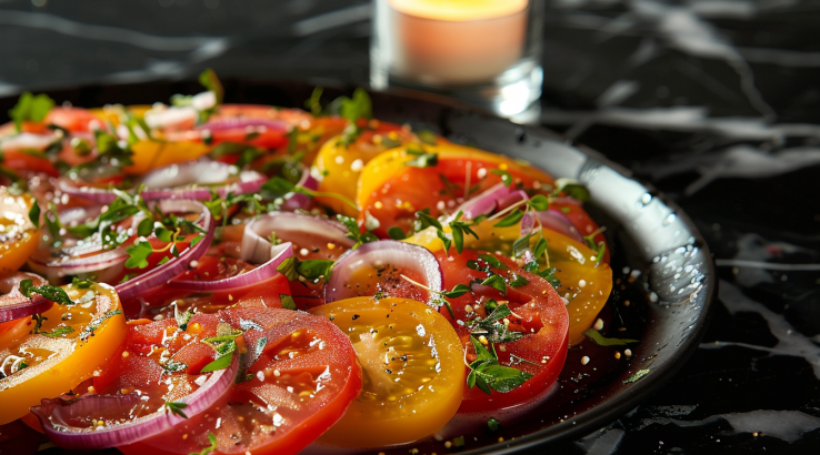 Помідори з цибулею та сиром