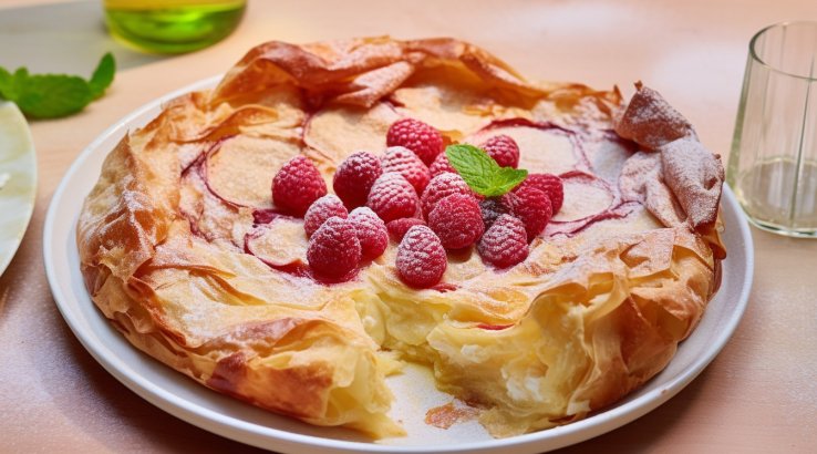 Пиріг з тіста філо з малиною