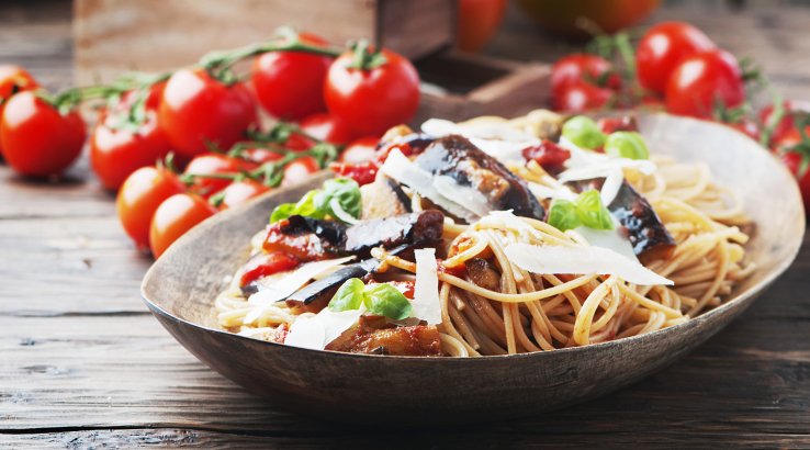 Паста с баклажанами и сыром