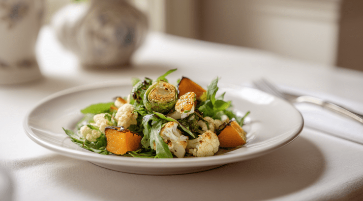 Салат з печеного гарбуза та брюссельської капусти