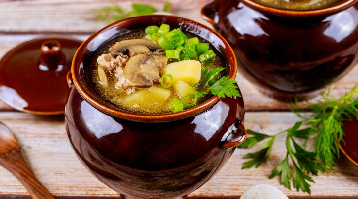 Картопля з грибами у горщику