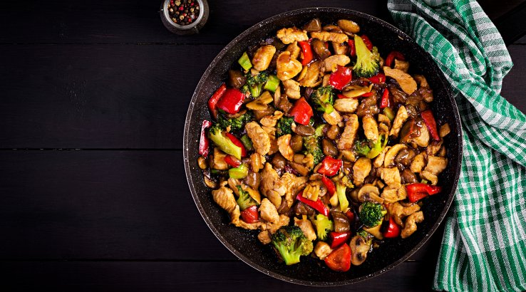 Смажені овочі з м'ясом