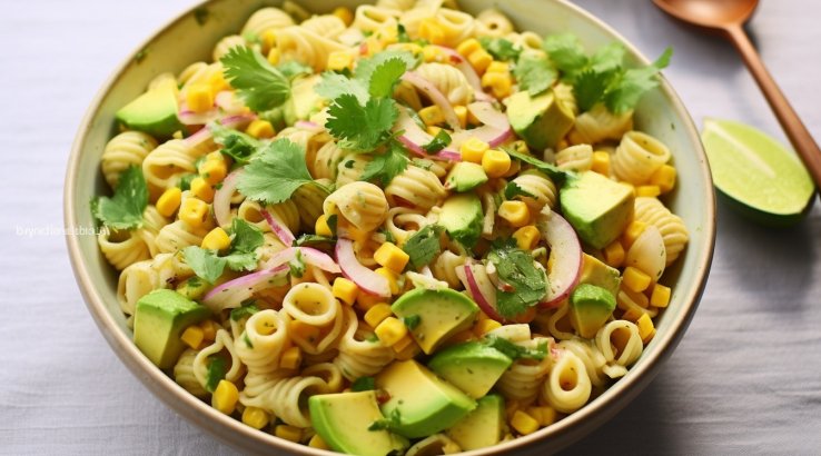 Паста-салат з кукурудзою та авокадо