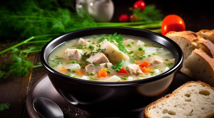 суп з молодим горошком та капустою