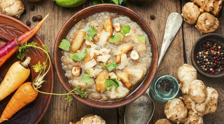 Суп з топінамбуром та білими грибами