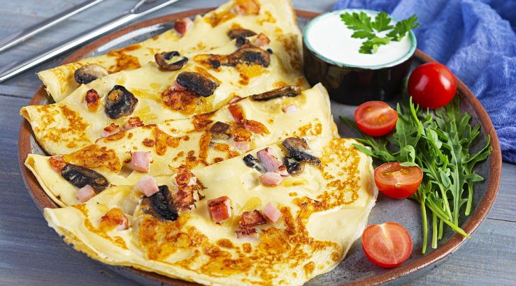 Млинці з шинкою та сиром з припіком