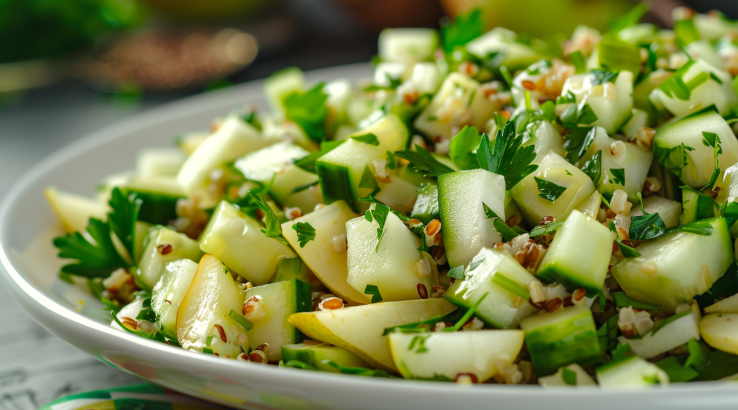 Салат із пророщеною пшеницею та грушею