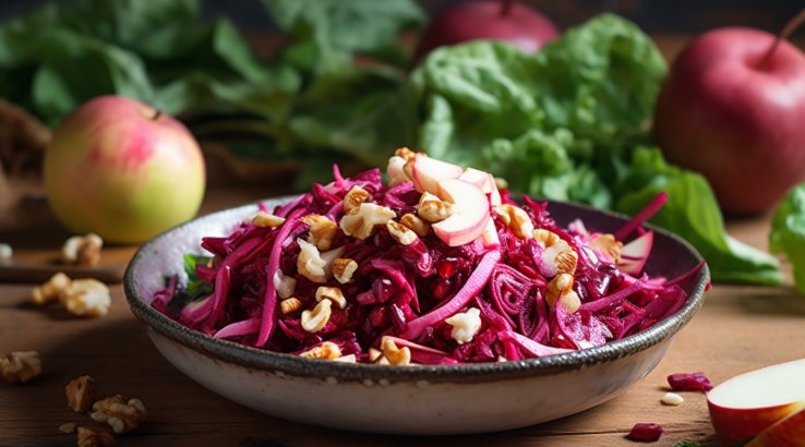 Салат з буряком, яблуками й горіхами