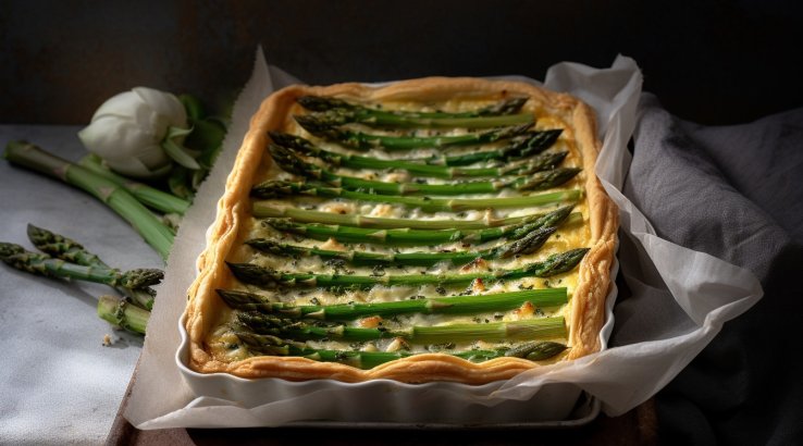 Пиріг зі спаржею і кисломолочним сиром