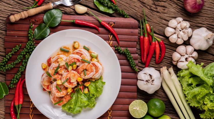 креветки з цитрусовими та рисом