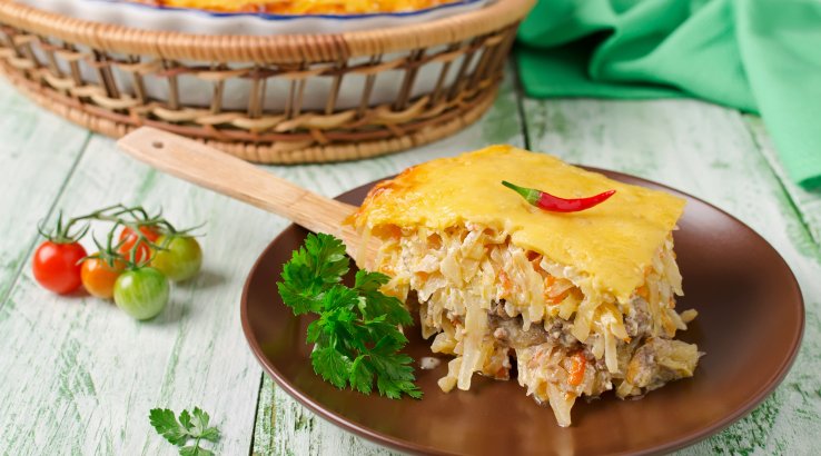 Капустная запеканка с мясным фаршем