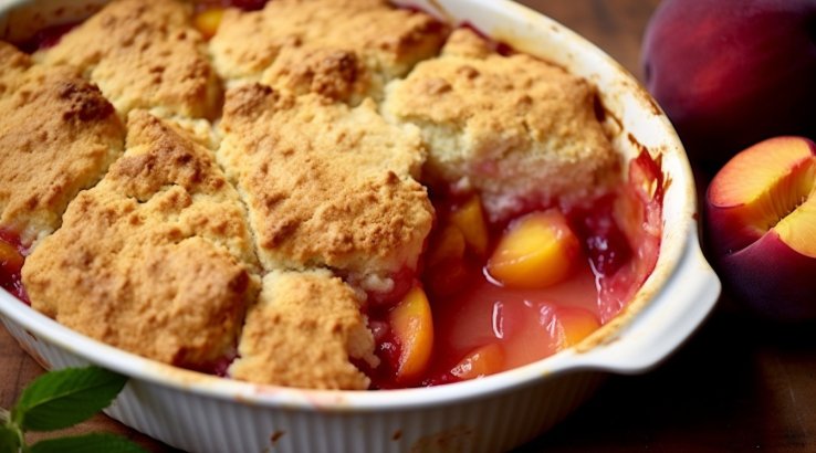 Летний коблер с персиками