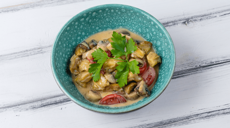 М’ясо рапана з печерицями