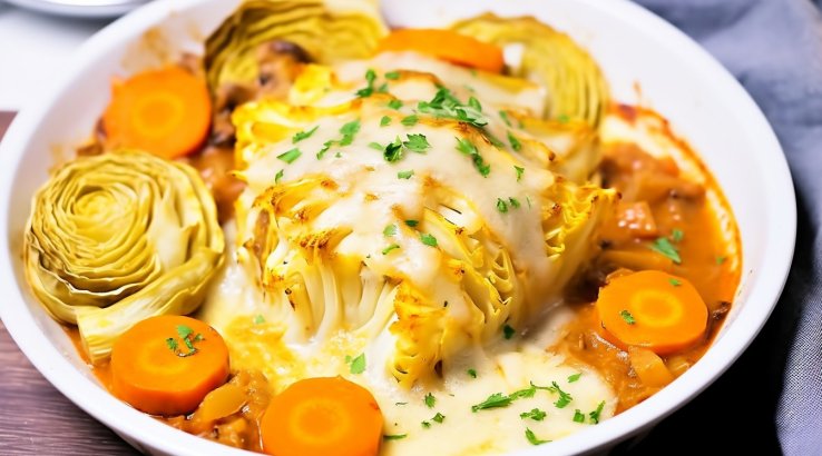 Запечені капуста і гарбуз під соусом