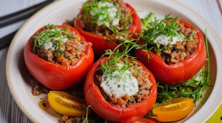 Помідори, фаршировані гречкою з фетою