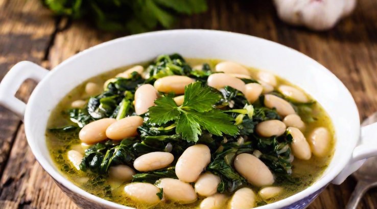 Квасоля зі шпинатом