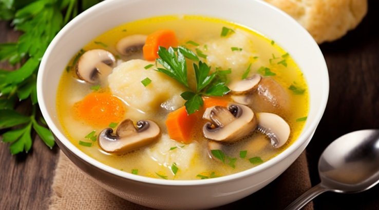 Грибной суп с картофельными галушками