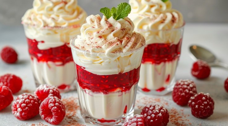 Малиново-вершковий десерт