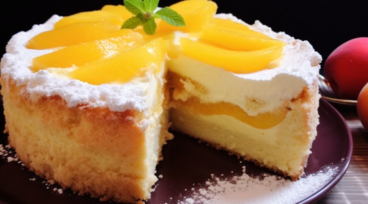 Торт з сирно-персиковим кремом