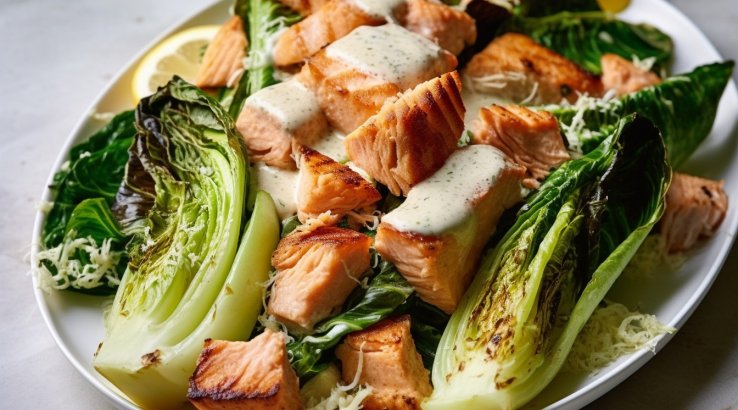 «Цезар» з лососем на грилі