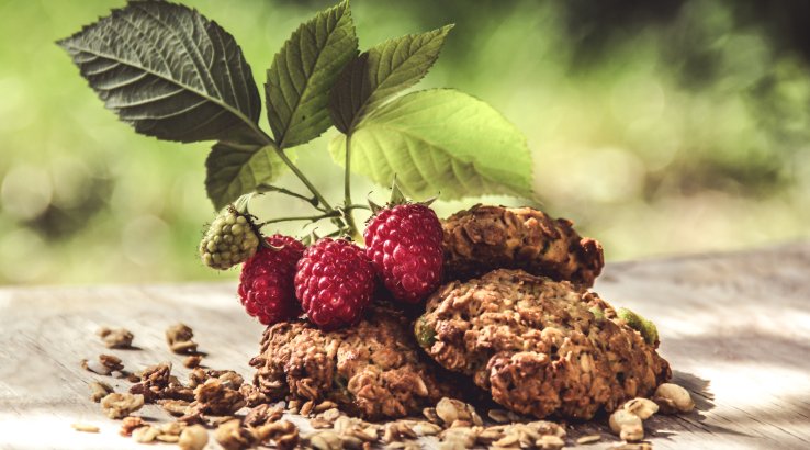 Овсяные коржики с малиной