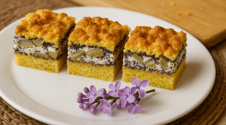 Пляцок з ревеню із маком