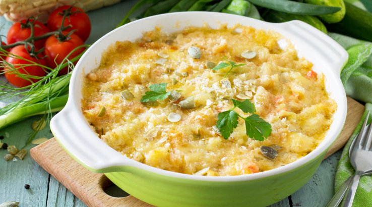 Запечений гарбуз з лисичками в сметані