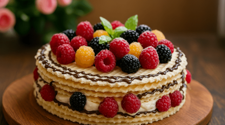 Вафельний торт з ягодами