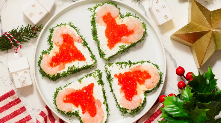 Сердечка з креветками й червоною ікрою