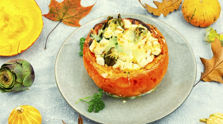 Фарширований гарбуз з шинкою