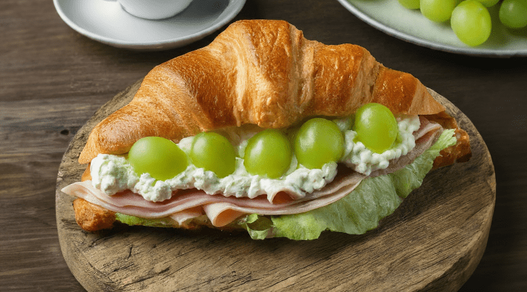 Круасан із сиром і виноградом