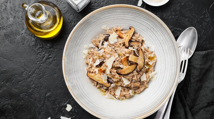 Ризото з хрусткими грибами та пармезаном