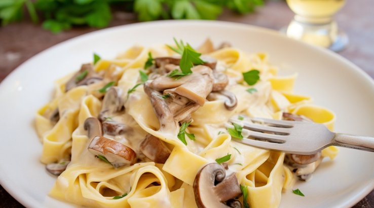Паста з білими грибами у вершковому соусі