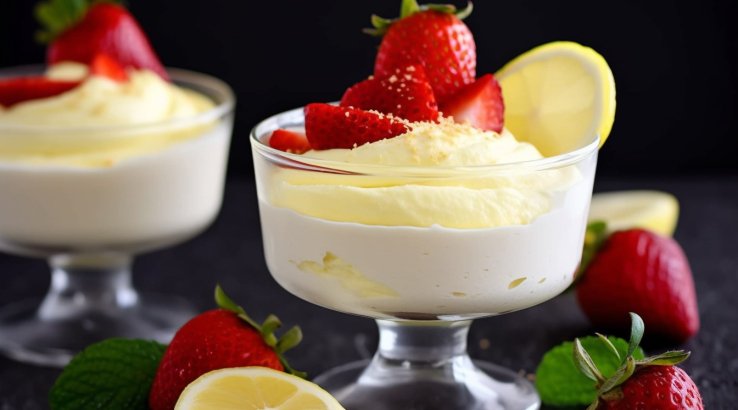 Лимонний мус з полуницею