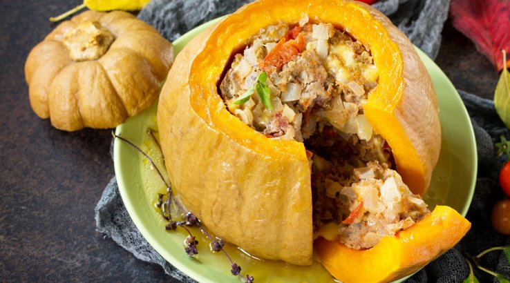 Фарширований гарбуз з м’ясом та фетою